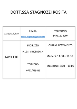 ORARIO STAGNOZZI nuovo